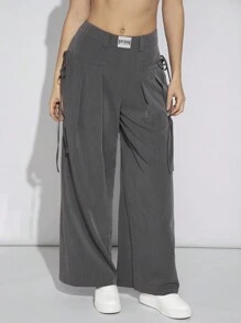 SHEIN EZwear Pantalon Tissé À Patchs Plissés