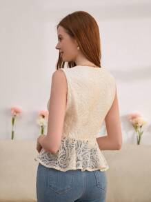 Aveloria Rosie 女式荷葉邊蕾絲背心上衣 - 白色 - 查看 2