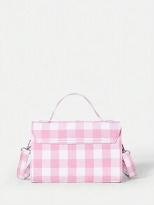 SHEIN MOD 可愛的女性時尚格子手提包 - 粉色 - 查看 7