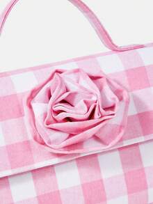 SHEIN MOD 可愛的女性時尚格子手提包 - 粉色 - 查看 8