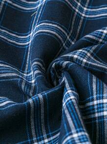 SHEIN Clasi Plus Size Women's Plaid High Slit Hem Skirt - Royal Blue - View 5