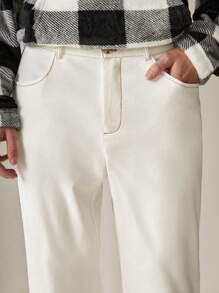 Manfinity VCAY 男士斜口袋素色長褲 - 白色 - 查看 5