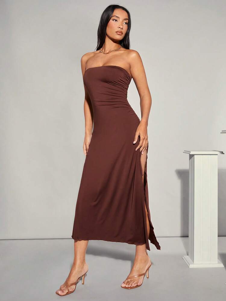 High Split Strapless Dress