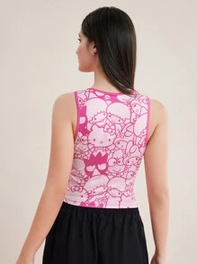 HELLO KITTY AND FRIENDS | SHEIN Cartoon Print Slogan Tank Top - Multicolor - View 2