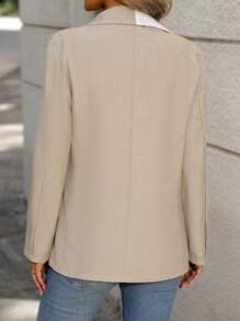 SHEIN Clasi Contrast Panel Asymmetrical Lapel Collar Blazer With Side Tie - Multicolor - View 2