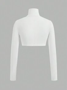 SHEIN EZwear 長袖削減前t恤 - 彩色 - 查看 4