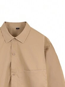 男士春/秋时尚长袖外套 - 卡其色 - 查看 5