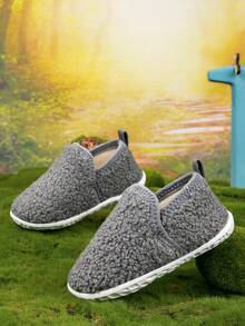 Soft-Sole Baby Slippers, Comfortable And Warm With Plush Lining - Grey - View 3