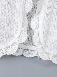 SHEIN Little Girls' Lace Shell Edge Jacket - White - View 5