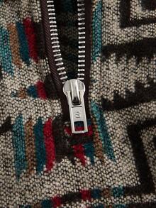 SHEIN 男式幾何圖案毛呢連帽外套,蝙蝠袖款式 - 黑色 - 查看 3