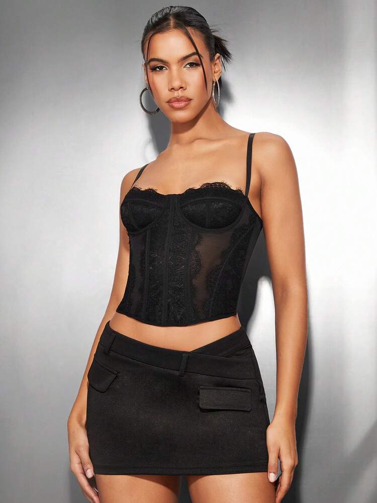 Women's Low Waist Asymmetric False Pocket Design Fashion Skort