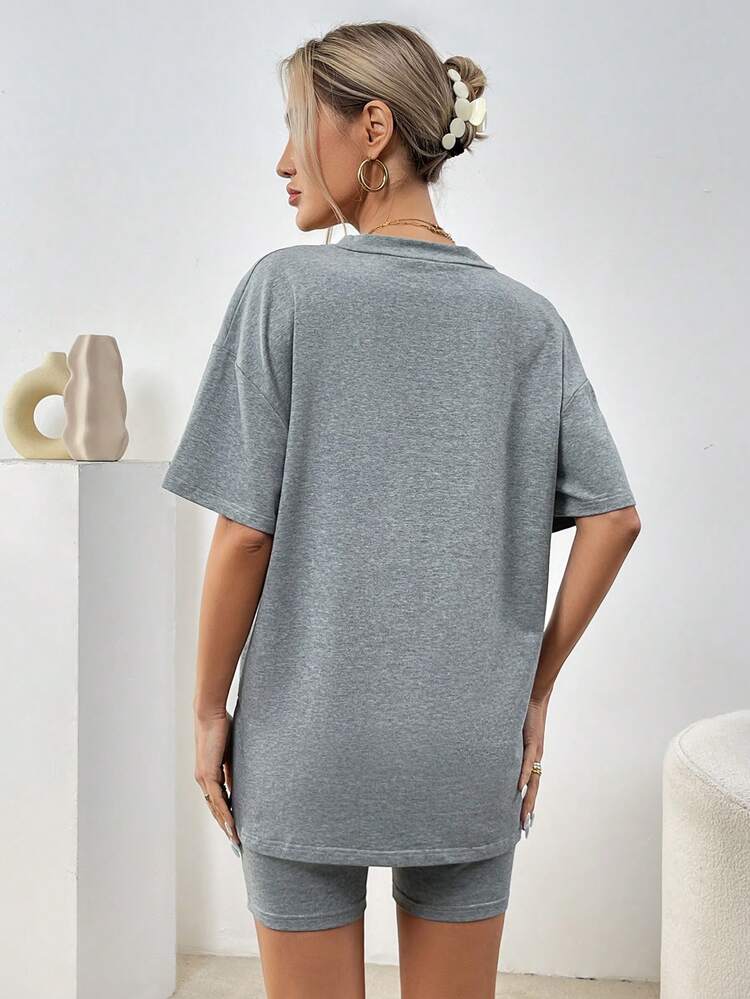 Women'S Oversized T-Shirt & Cycling Shorts Set