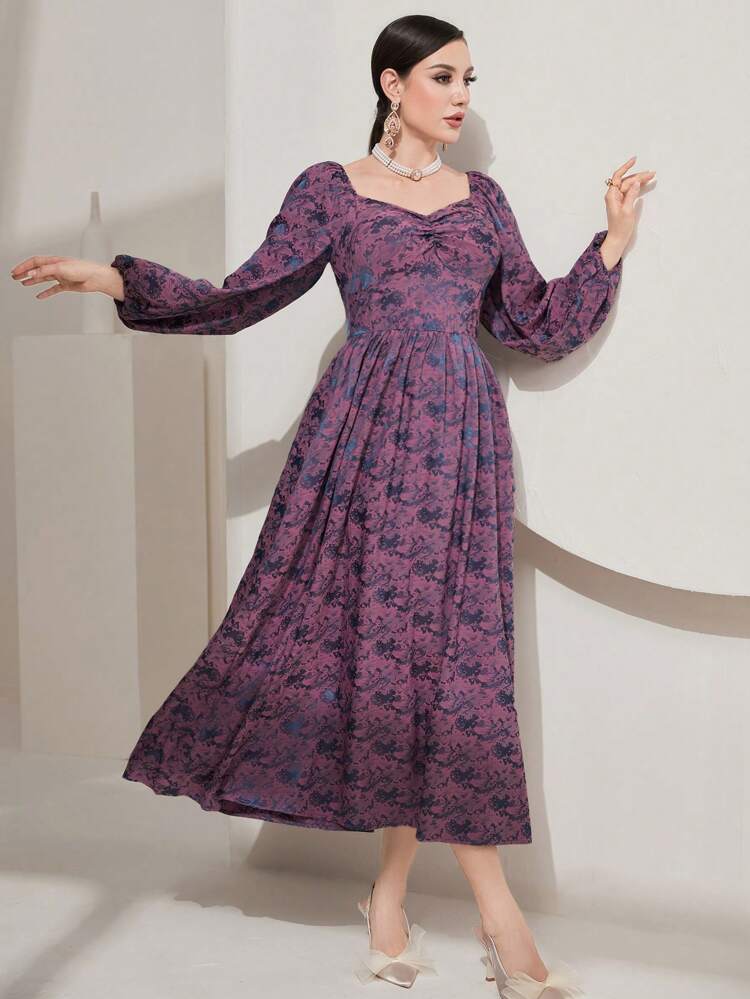 Sweetheart Neckline Lantern Sleeve Dress Long Evening Dresses Fall Cloth For Women