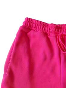 INAWLY Women's Sweatpants With Adjustable Drawstring Waist And Emoticon Print - Hot Pink - View 5