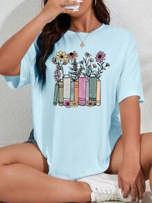INAWLY Camiseta De Talla Grande Para Mujer Con Estampado Floral Y Corte Holgado