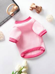 Debiesn Artist Girlcore 1pc Pink Cute Pet Printing Warm Kawaii Hoodless Sweatshirt, For Holiday, Valentine's Day