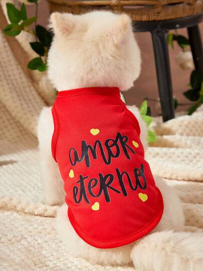 Le freak c est chic 1 pieza Prenda sin mangas universal con estampado de corazón y letra para mascotas perros y gatos, estilo artístico "Girlcore", ideal para días festivos, amor y San Valentín