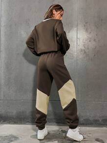 SHEIN Unity Colorblock Thermal Lined Long Sleeve Sweatshirt And Sweatpants Set - Multicolor - View 2