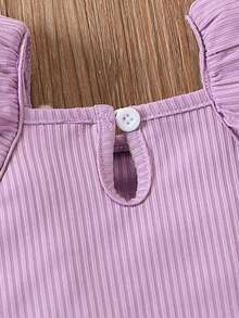 Baby Girl Ruffled Purple Jumpsuit - Purple - View 4