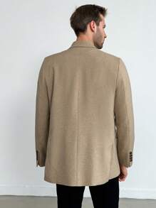 RueChic Men'S Double-Breasted Suit Jacket With Pointed Lapel Collar - Beige - View 2