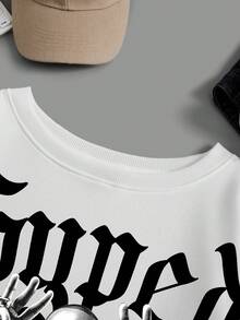 SHEIN Coolane Women'S Plus Size Letter & Character Printed Round Neck Sweatshirt - White - View 4