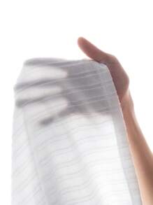 SHEIN Frenchy Mock Neck Ribbed Knit Textured Fabric Tee Winter White