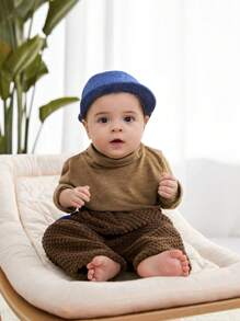 Ensemble bébé garçon de 2 pantalons décontractés et d'un chapeau, tenues de photographie adorables, adaptés aux vacances, à la prise de vues et aux rassemblements festifs - Multicolore - Voir 3