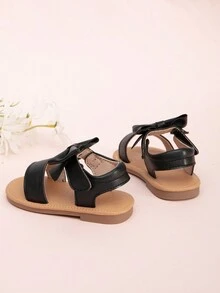 Infant Infant Ankle Strap Bowknot Decorated Sandals With Hook And Loop - Black - View 3
