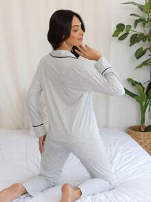 女士睡衣套裝 - 淺灰色 - 查看 2