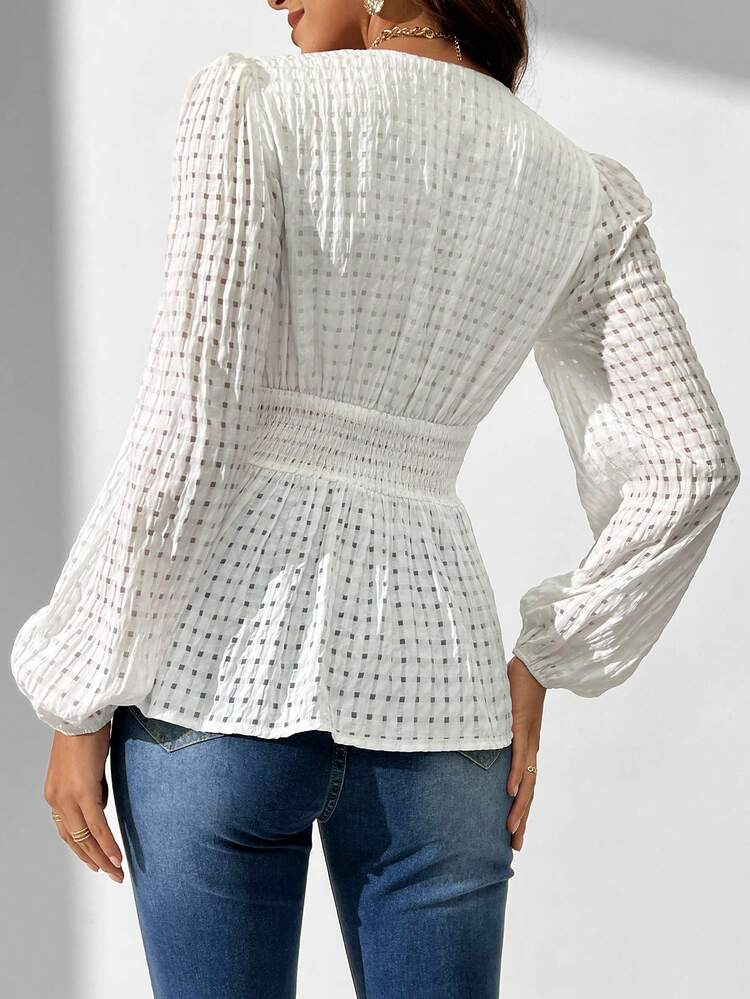 Ladies' Lantern Sleeve V-Neck Shirt