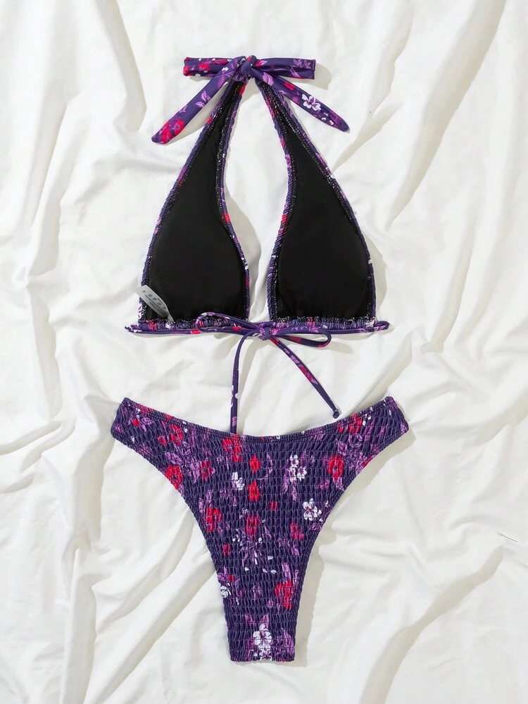 Women's Flower Printed Push Up Bikini Set Summer