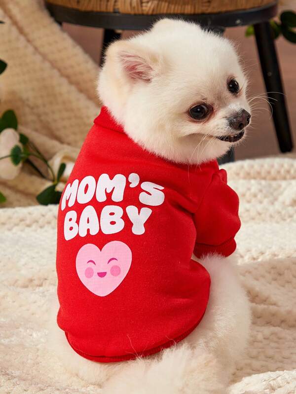 Debiesn Artist Girlcore 1pc Cute Red Baby Heart Pet Heart Letter Printed Warm Kawaii Sweatshirt, For Holiday, Love Valentine's Day
