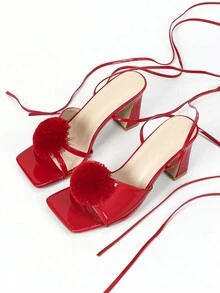 女士紅色性感高跟涼鞋,優雅、多功能,適合派對和宴會,高跟鞋具有仙女般的流蘇設計,使您的雙腿看起來修長 - 紅色 - 查看 6