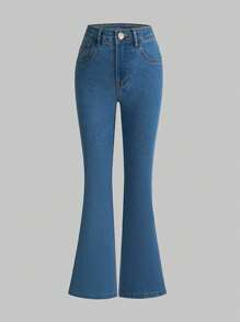 Cô gái Tween Quần jean loe - Rửa trung bình - Xem 1