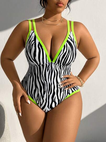 Swim Lushoire Đồ bơi liền thân in họa tiết động vật gợi cảm cỡ lớn cho tiệc năm mới 2025 mùa hè