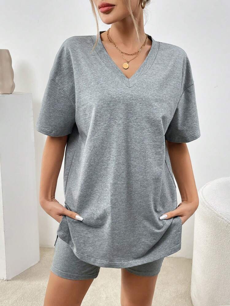 Women'S Oversized T-Shirt & Cycling Shorts Set