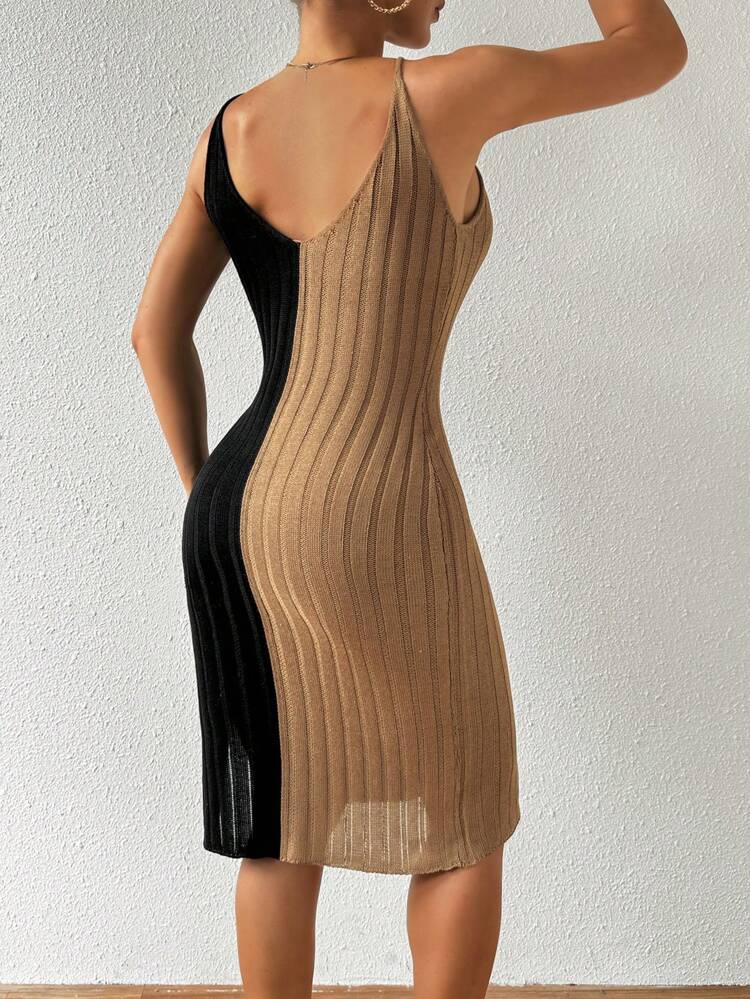 Women'S Color Block Cami Sweater Dress