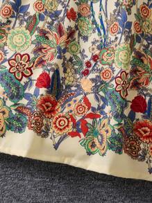 SHEIN Young Girl Floral Printed Halter Neck Dress - Multicolor - View 4