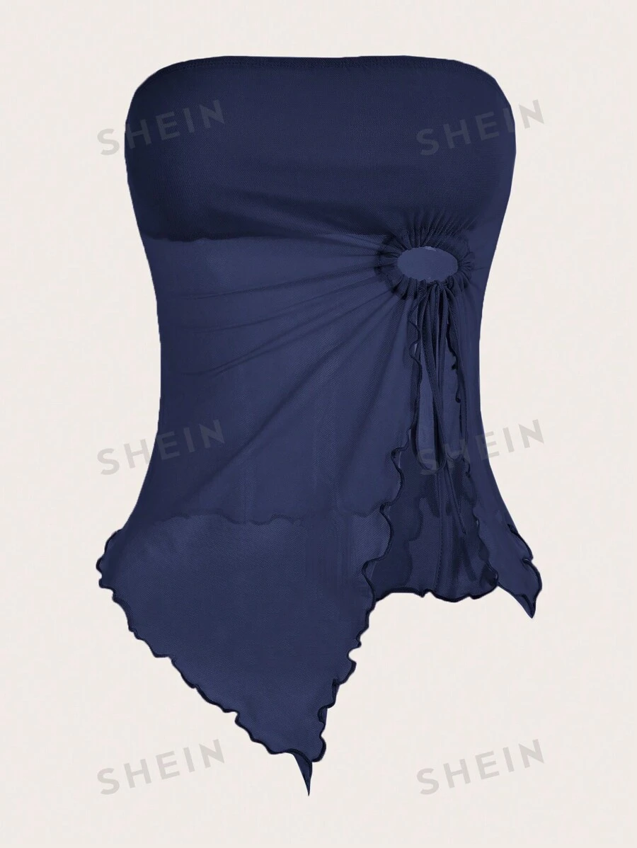 SHEIN ICON Top Sin Tirantes De Mujer Con Dobladillo Asimétrico