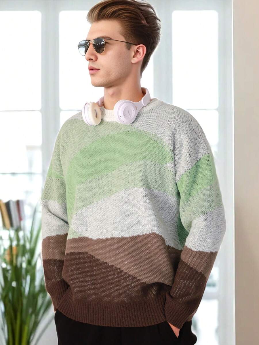 Manfinity Roghcode Lỏng lẻo phù hợp Nam Khối màu Thả vai Áo len - Nhiều màu - Xem 1