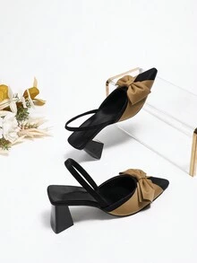 Women's High-Heeled Shoes, Black Chunky Heel Pointed Toe Shoes, Summer New Fashion - Black - View 4