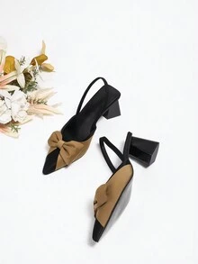 Women's High-Heeled Shoes, Black Chunky Heel Pointed Toe Shoes, Summer New Fashion - Black - View 5