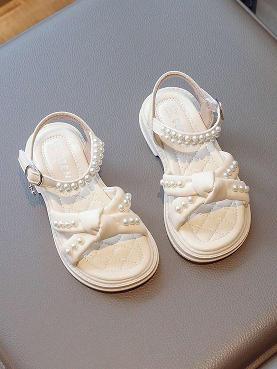 2024年新款女童拖鞋/戶外涼鞋/透氣親子沙灘鞋/平底柔軟兒童涼鞋 - 米色 - 查看 1