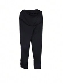 Pregnant Women's Solid Color High Waist Skinny Pants - Black - View 3