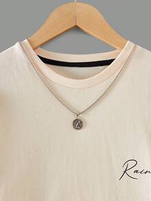 RueChic Con trai Slogan In Áo thun - Màu be - Xem 6