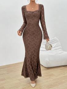 Aloruh 女士蕾絲修身人魚裙