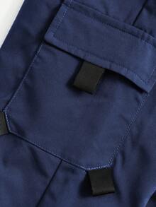 SHEIN 带侧缝口袋的男童休闲工装裤 - 藍色 - 查看 4