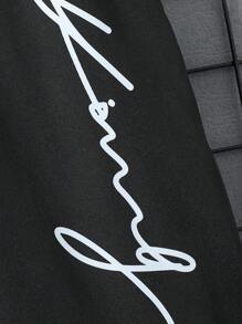 青少年男孩字母印花拼色短袖 T 恤和短裤 2 件/套 - 彩色 - 查看 5