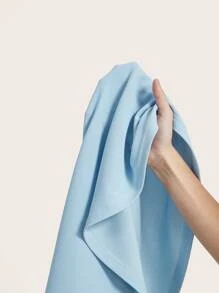 SHEIN DECDS Vintage Elegant New Year Women's Plaid Splicing Short Sleeve Dress With Bow Tie Collar And Umbrella Hem - Blue - View 12
