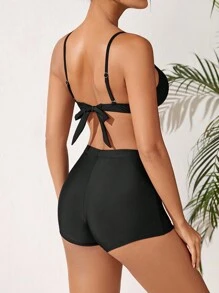 SHEIN Swim Bộ bikini trang trí ngọc trai giả đi biển mùa hè dành cho nữ - trắng - Xem 2